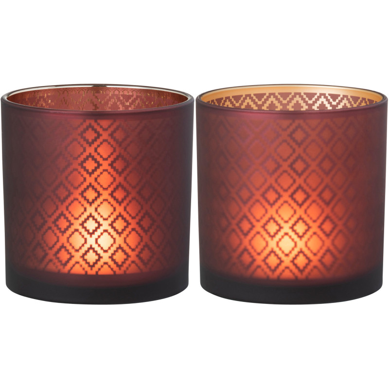 Photophore oriental XL Diamètre 15 cm en Verre Rouge Doré Mardon (Lot de 2) - 2