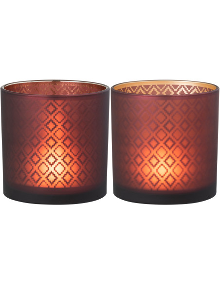 Photophore oriental XL Diamètre 15 cm en Verre Rouge Doré Mardon (Lot de 2) - 2