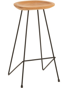 Tabouret de bar Guido en Bois de teck Naturel Métal Noir - 1