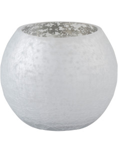 Photophore moderne Boule Diamètre 12 cm en Verre Argenté Motif craquelé Wilho - 1