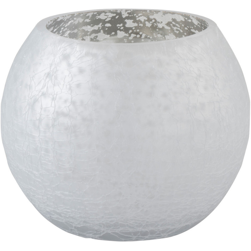Photophore moderne Boule Diamètre 12 cm en Verre Argenté Motif craquelé Wilho - 1