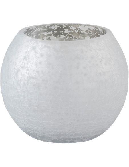 Photophore moderne Boule Diamètre 12 cm en Verre Argenté Motif craquelé Wilho - 1