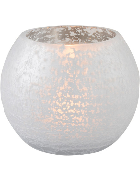Photophore moderne Boule Diamètre 12 cm en Verre Argenté Motif craquelé Wilho - 2