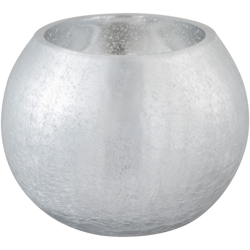Photophore moderne XL Boule Diamètre 15 cm en Verre Argenté Motif craquelé Wilho - 1