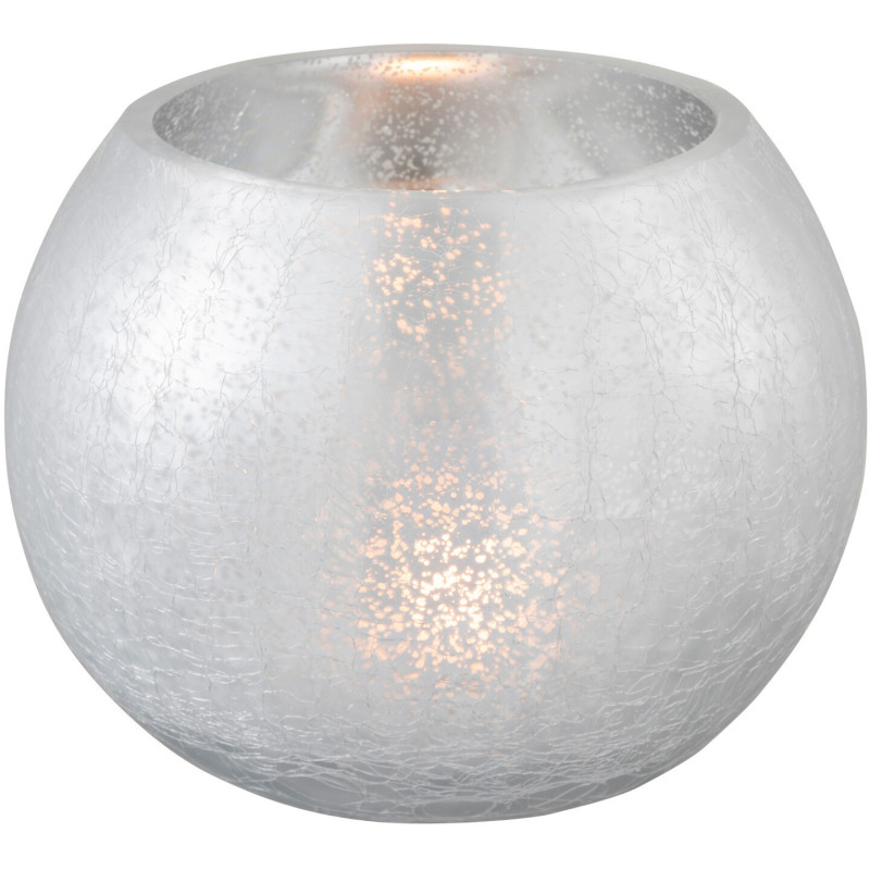 Photophore moderne XL Boule Diamètre 15 cm en Verre Argenté Motif craquelé Wilho - 2