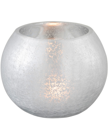 Photophore moderne XL Boule Diamètre 15 cm en Verre Argenté Motif craquelé Wilho - 2