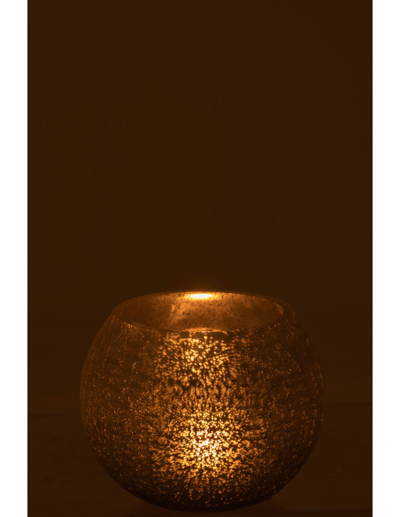 Photophore moderne XL Boule Diamètre 15 cm en Verre Argenté Motif craquelé Wilho - 3