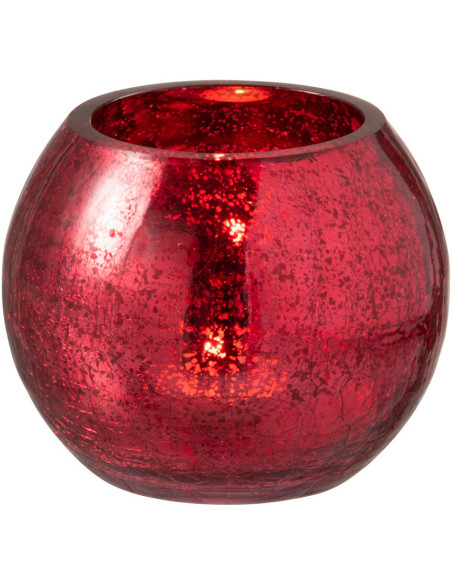 Photophore moderne Boule Diamètre 12 cm en Verre Rouge Motif craquelé Wilho - 2