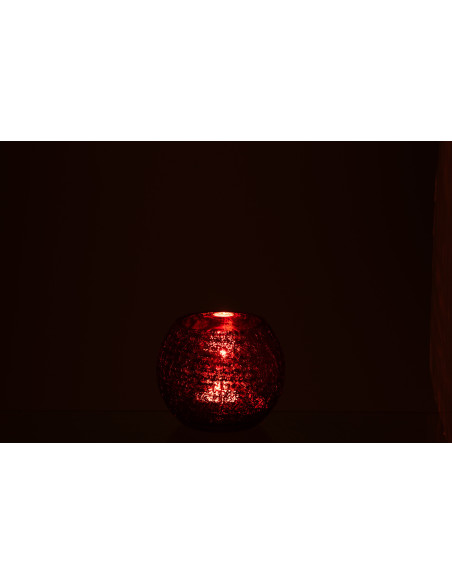 Photophore moderne Boule Diamètre 12 cm en Verre Rouge Motif craquelé Wilho - 3