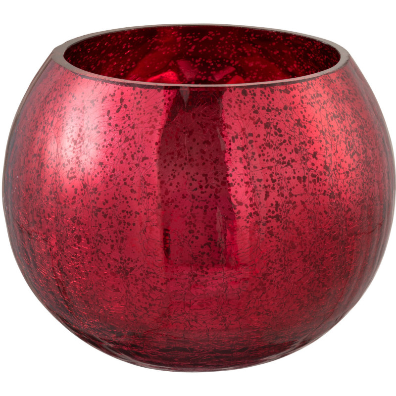 Photophore moderne XL Boule Diamètre 15 cm en Verre Rouge Motif craquelé Wilho - 1