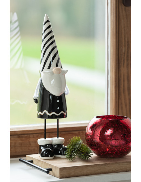 Photophore moderne XL Boule Diamètre 15 cm en Verre Rouge Motif craquelé Wilho - 2