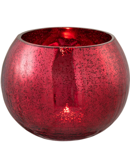 Photophore moderne XL Boule Diamètre 15 cm en Verre Rouge Motif craquelé Wilho - 3