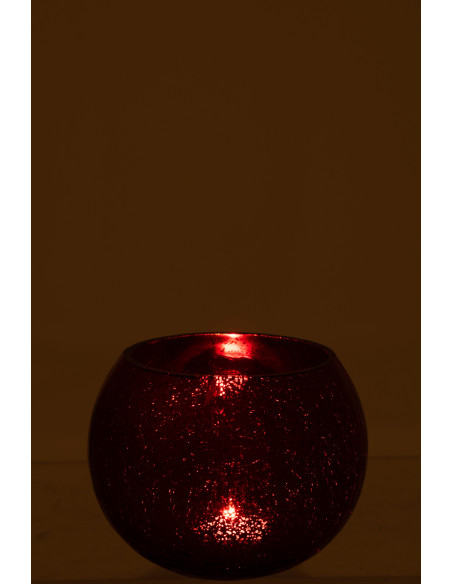 Photophore moderne XL Boule Diamètre 15 cm en Verre Rouge Motif craquelé Wilho - 4