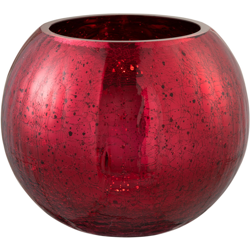 Photophore moderne XXL Boule Diamètre 20 cm en Verre Rouge Motif craquelé Wilho - 2