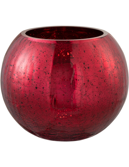 Photophore moderne XXL Boule Diamètre 20 cm en Verre Rouge Motif craquelé Wilho - 2