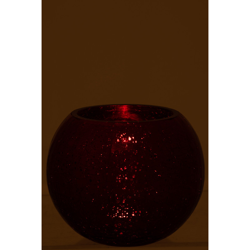 Photophore moderne XXL Boule Diamètre 20 cm en Verre Rouge Motif craquelé Wilho - 3