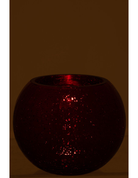 Photophore moderne XXL Boule Diamètre 20 cm en Verre Rouge Motif craquelé Wilho - 3