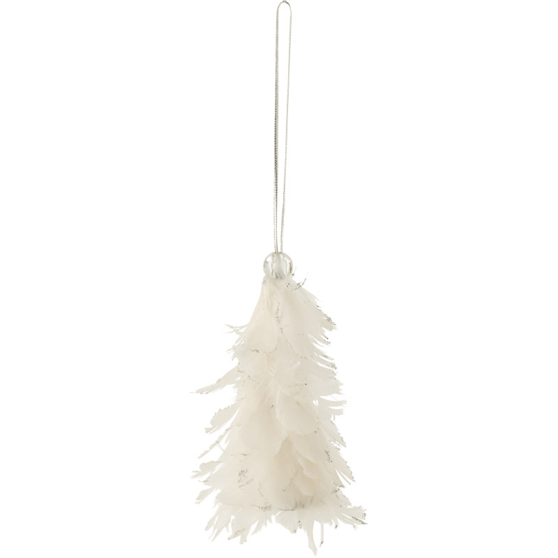 Suspension de Noël Sapin Hauteur 10 cm en Plume Blanc - 1