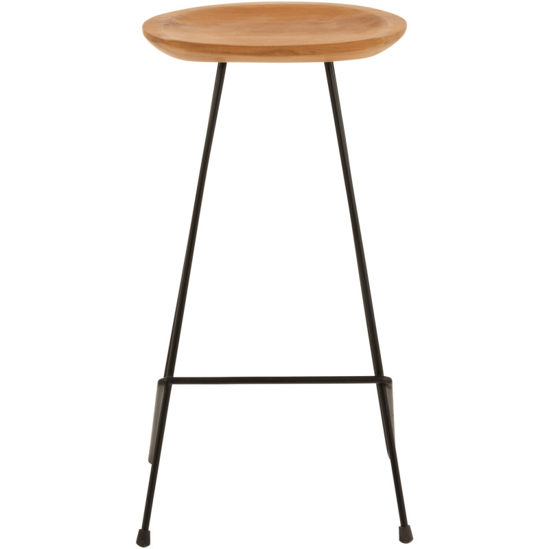 Tabouret de bar Guido en Bois de teck Naturel Métal Noir - 3