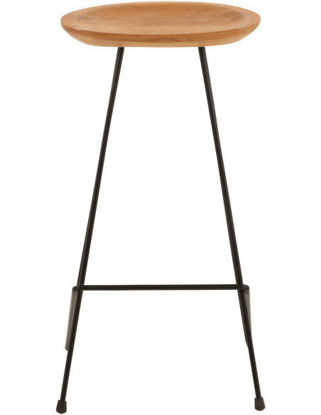 Tabouret de bar Guido en Bois de teck Naturel Métal Noir - 3