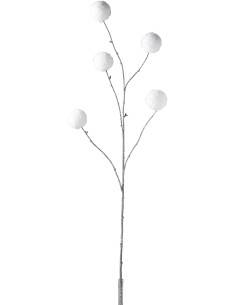 Branche artificielle XXL avec Pompons réaliste Hauteur 113 cm en Plastique Blanc Marron Effet givré - 1