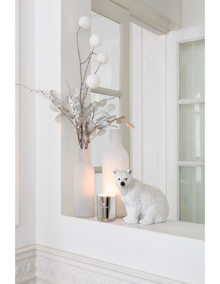 Branche artificielle XXL avec Pompons réaliste Hauteur 113 cm en Plastique Blanc Marron Effet givré - 2