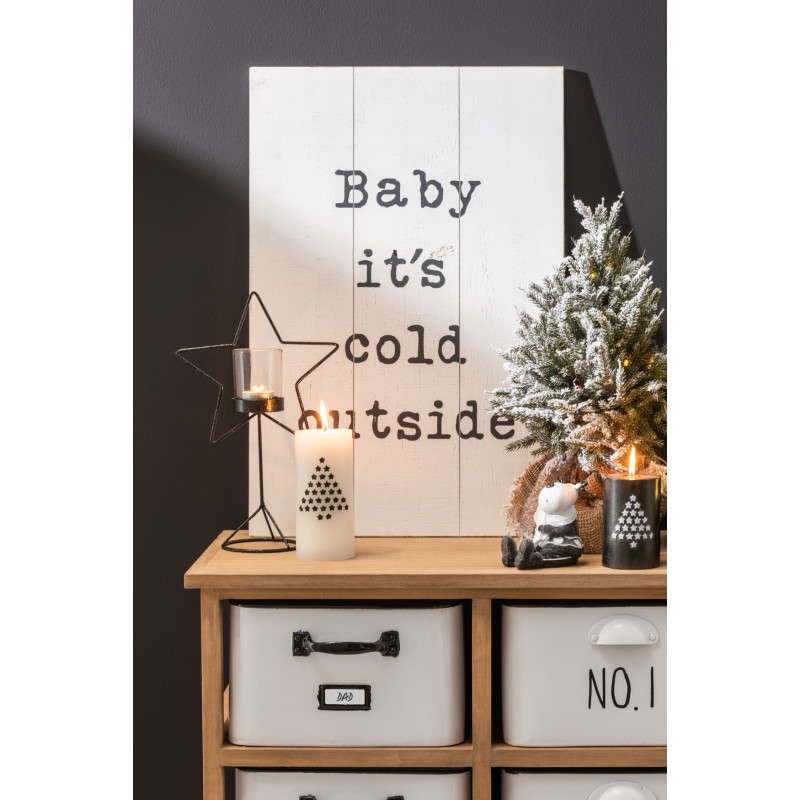 Photophore original sur pied Étoile Hauteur 32 cm en Métal Noir Verre Transparent Xalano - 4