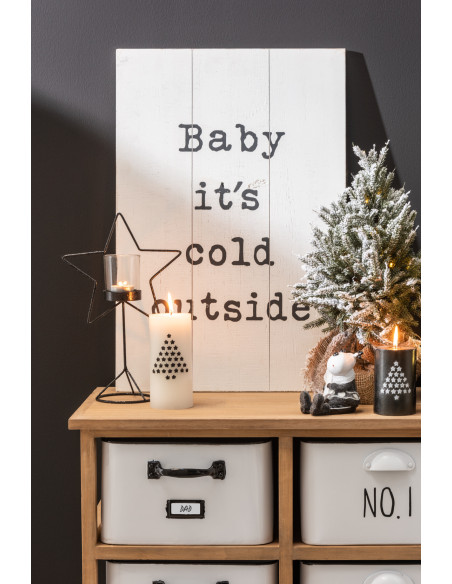 Photophore original sur pied Étoile Hauteur 32 cm en Métal Noir Verre Transparent Xalano - 4