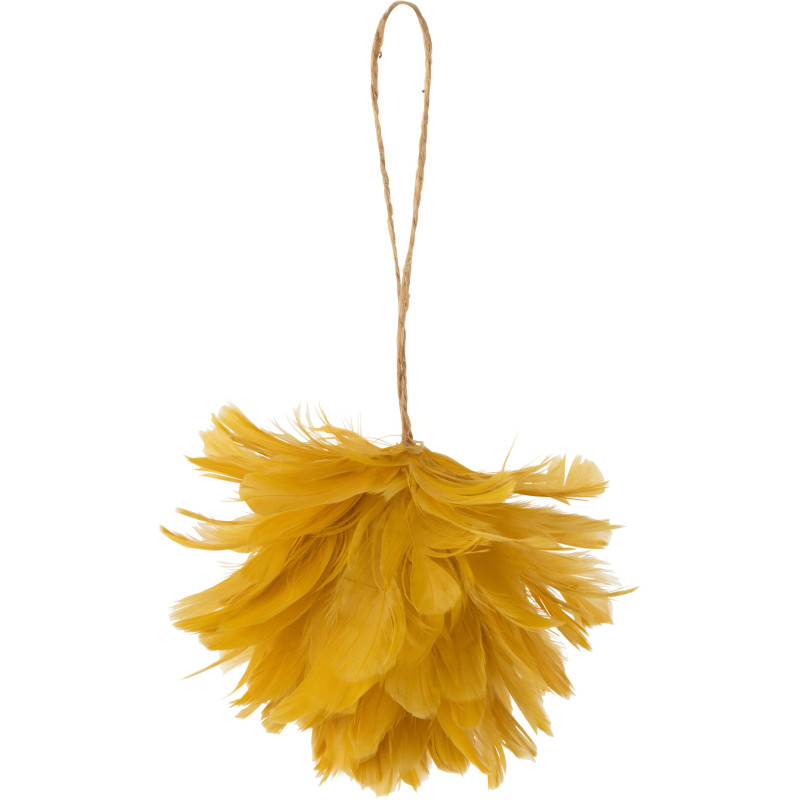 Boule de Noël XL en Plume Jaune - 1