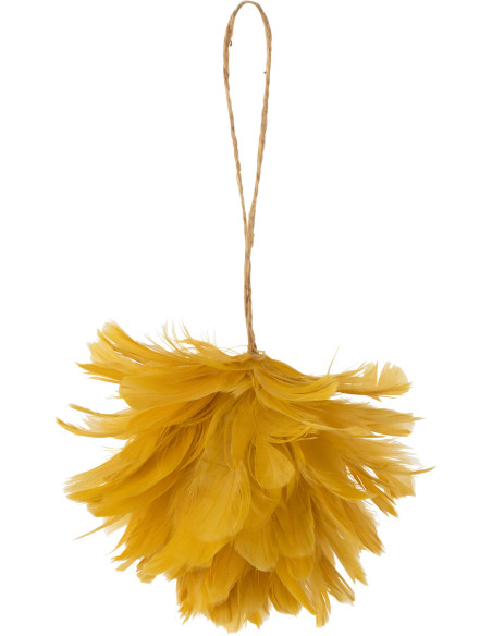 Boule de Noël XL en Plume Jaune J-Line - 1