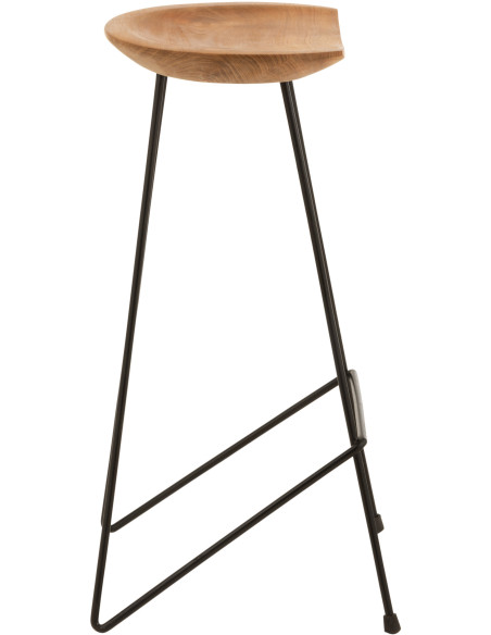 Tabouret de bar Guido en Bois de teck Naturel Métal Noir - 4