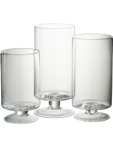 Photophore moderne XXL pied Hauteur 33 cm en Verre Transparent Carleno - 2