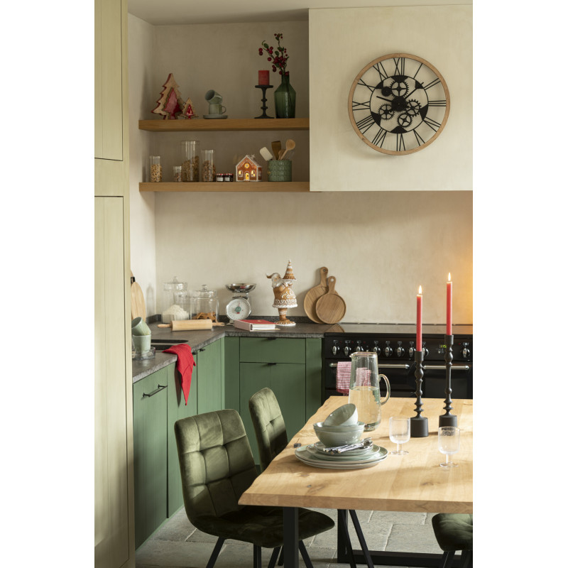 Horloge murale Ronde 60 cm Fugit en Métal Noir Bois Naturel - 2