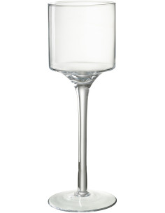 Photophore moderne XL sur pied Hauteur 45 cm en Verre Transparent Seni - 1