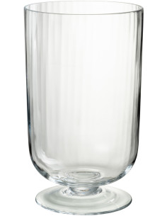 Photophore moderne sur pied Hauteur 39 cm en Verre Transparent Motif lignes Daelion - 1