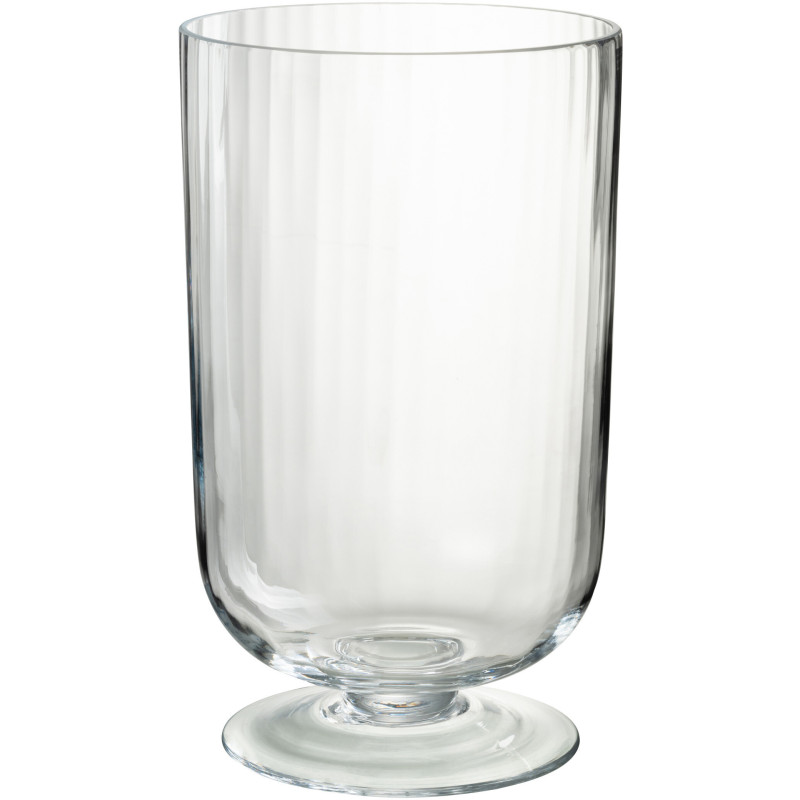 Photophore moderne sur pied Hauteur 39 cm en Verre Transparent Motif lignes Daelion - 1