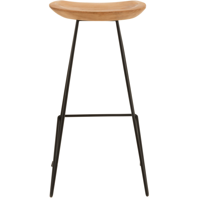 Tabouret de bar Guido en Bois de teck Naturel Métal Noir - 5