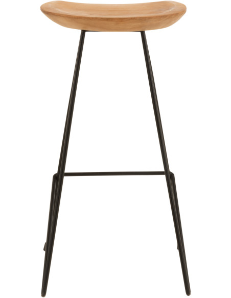 Tabouret de bar Guido en Bois de teck Naturel Métal Noir - 5