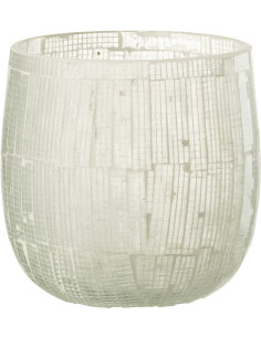 Photophore original rond Diamètre 11 cm en Verre Gris clair Effet mosaïque Anatolia - 1