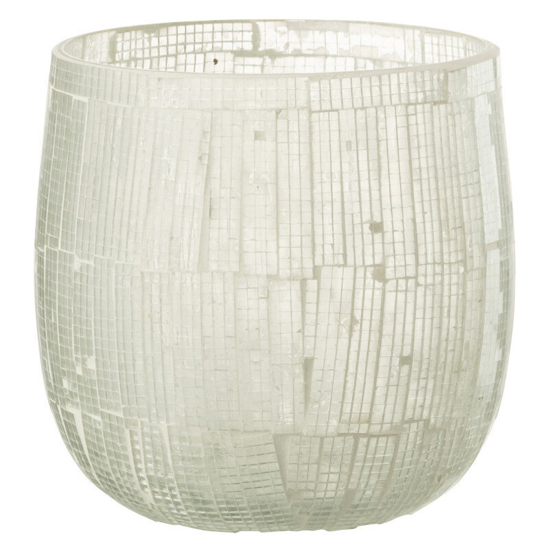 Photophore original rond Diamètre 11 cm en Verre Gris clair Effet mosaïque Anatolia - 1