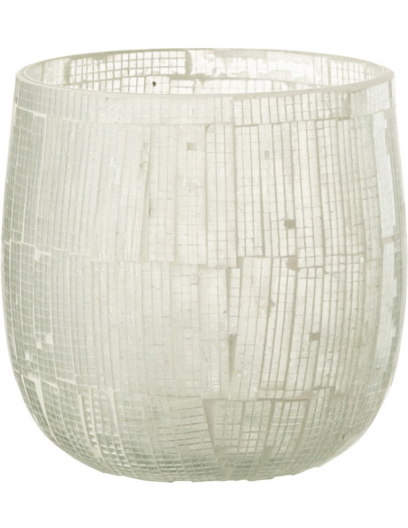 Photophore original rond Diamètre 11 cm en Verre Gris clair Effet mosaïque Anatolia - 1