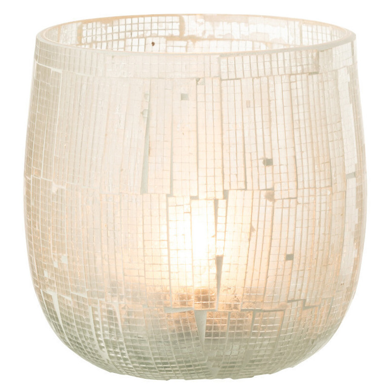 Photophore original rond Diamètre 11 cm en Verre Gris clair Effet mosaïque Anatolia - 2