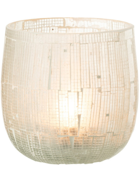 Photophore original rond Diamètre 11 cm en Verre Gris clair Effet mosaïque Anatolia - 2