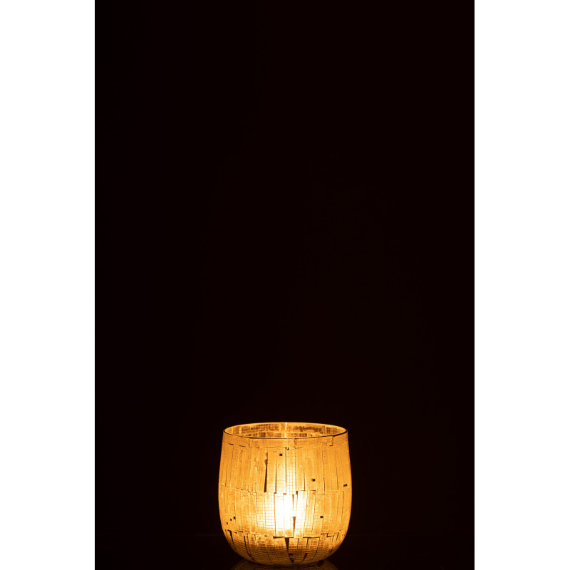 Photophore original rond Diamètre 11 cm en Verre Gris clair Effet mosaïque Anatolia - 3