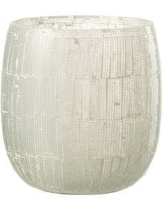 Photophore original rond XL Diamètre 15 cm en Verre Gris clair Effet mosaïque Anatolia - 1