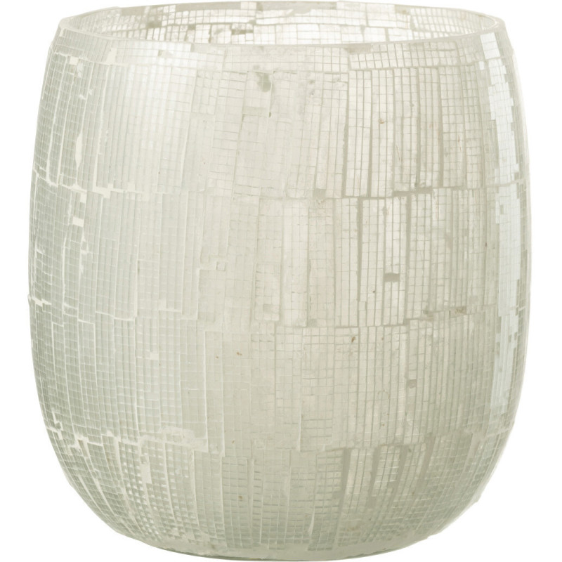 Photophore original rond XL Diamètre 15 cm en Verre Gris clair Effet mosaïque Anatolia - 1