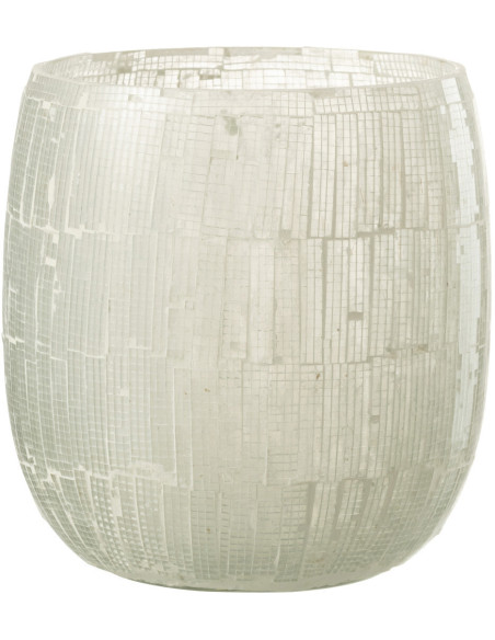 Photophore original rond XL Diamètre 15 cm en Verre Gris clair Effet mosaïque Anatolia - 1