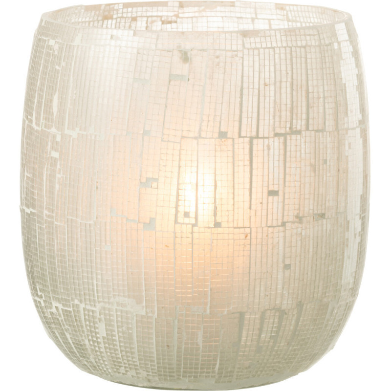 Photophore original rond XL Diamètre 15 cm en Verre Gris clair Effet mosaïque Anatolia - 2