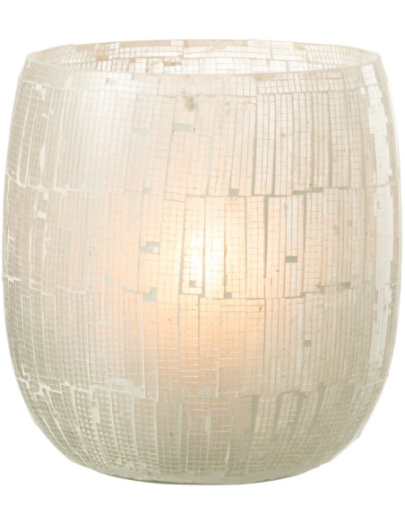 Photophore original rond XL Diamètre 15 cm en Verre Gris clair Effet mosaïque Anatolia - 2