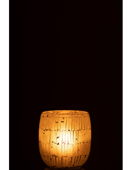 Photophore original rond XL Diamètre 15 cm en Verre Gris clair Effet mosaïque Anatolia - 3